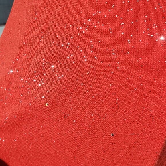 Red V Neck Sparkle Ruffled Salsa Dress Size S - Picture 6 of 11